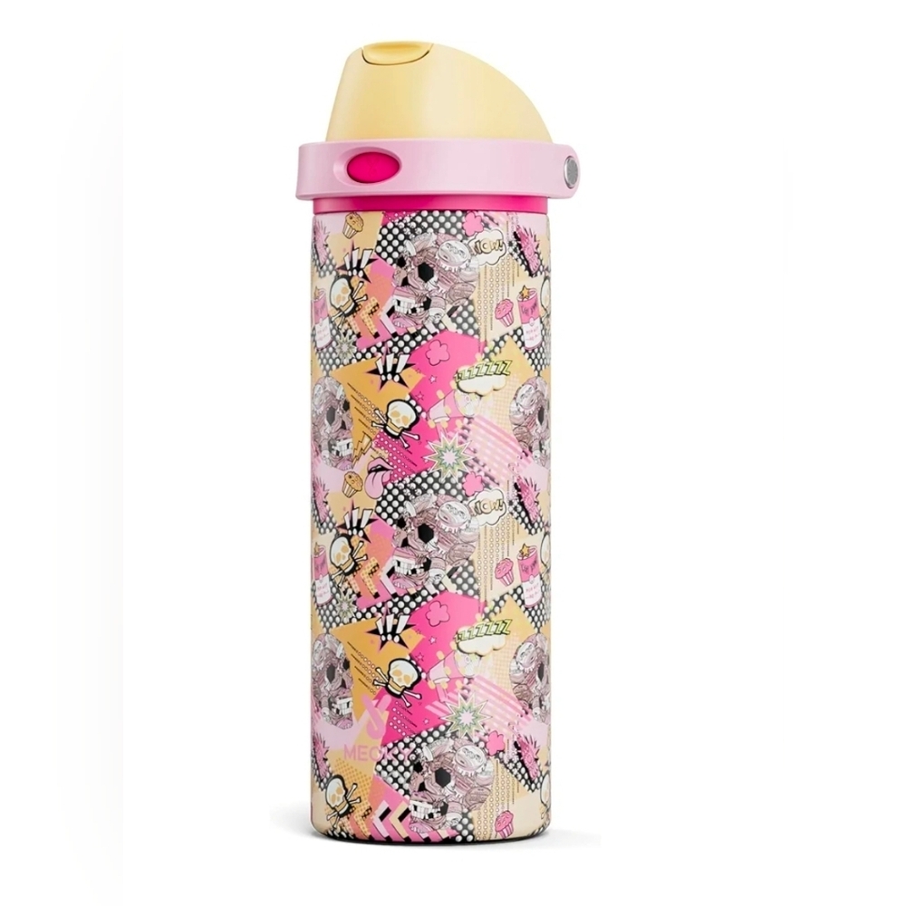 Meoky 24 oz Halloween Stainless Steel Water Bottle with Straw and Spout Lid